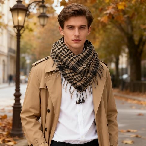 Military Shemagh Desert Scarf for Man, Stylish Fashion Neck Scarf Wrap with Tassle in Saudi Arabia