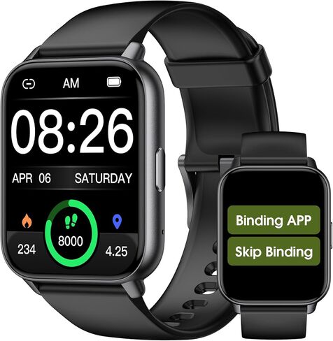 Kummel Smart Watch No App/Phone مطلوب ، 14 يومًا من ساعة Tracker Litness Tracker ، شاشة AMOLED كبيرة ، تعقب النشاط المقاوم للماء مع عداد الخطى خطوة ، تتبع السعرات الحرارية للرجال نساء in Kuwait
