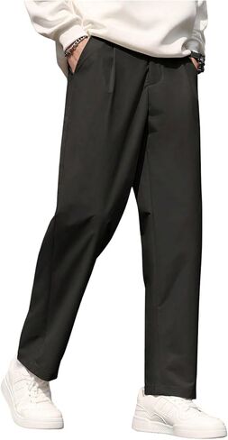 Floerns Men's Straight Leg Dress Pants Elastic Waist Business Work Trousers in Saudi Arabia