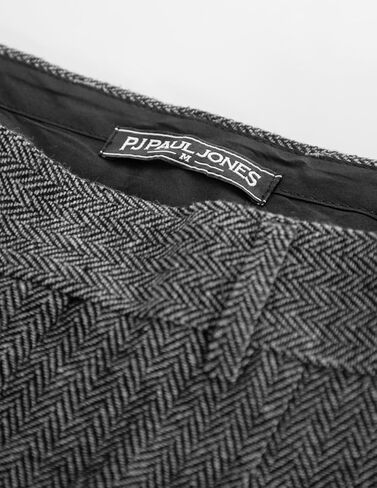 PJ PAUL JONES Mens Tweed Herringbone Pants Winter Warm Business Dress Pants for Wedding Grey in Saudi Arabia