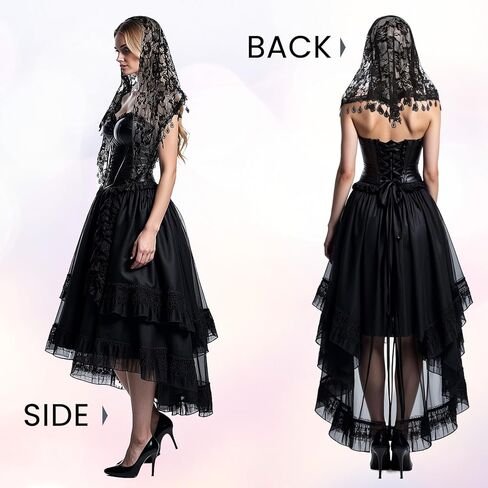 2 Pcs Mantilla Catholic Chapel Veils, Triangle Veil Cathedral Head Covering Triangle Lace Tulle Scarf Covering for Women Latin Mass Veils Church Headband Floral Headwrap for Wedding Bridesmaid in Saudi Arabia