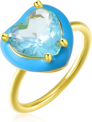 Heart Crystal Enamel Ring 925 Sterling Silver Birthstone Statement Ring Love Me Until Im Me Again Ring Promise Jewelry Birthday Gift for Women Girls (with Gift Box) in Saudi Arabia