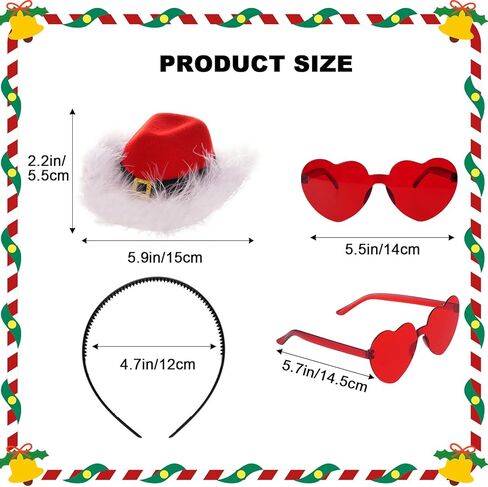 Cowboy Hat Headband Santa Christmas Cowboy Hat with Sunglasses for Women Men Costume Headwear Christmas Cowboy Party Favor in Saudi Arabia