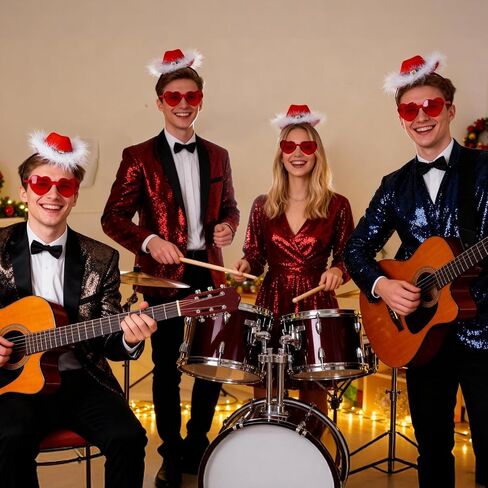 Cowboy Hat Headband Santa Christmas Cowboy Hat with Sunglasses for Women Men Costume Headwear Christmas Cowboy Party Favor in Saudi Arabia