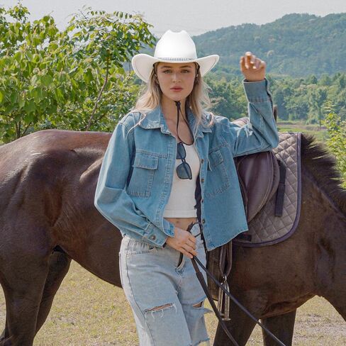 22.8"-23.6" (58cm-60cm) Faux Suede Women's Western Cowboy Hat, 3.7" Wide Brim with Adjustable Elastic Sweatband in Saudi Arabia