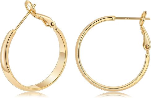 Gacimy 5mm Wide Gold Hoop Earrings for Women, 14K Gold Plated Hoops with 925 Sterling Silver Post, Hypoallergenic Earrings for Women in Saudi Arabia