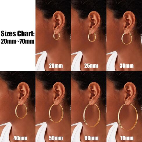 Gacimy 5mm Wide Gold Hoop Earrings for Women, 14K Gold Plated Hoops with 925 Sterling Silver Post, Hypoallergenic Earrings for Women in Saudi Arabia