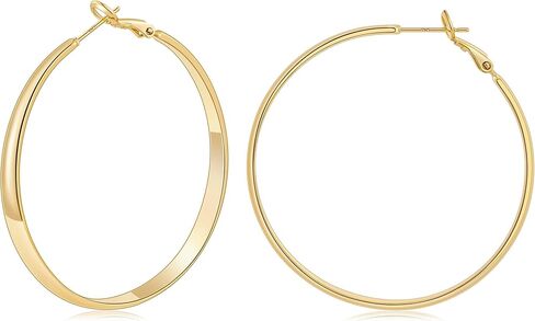 Gacimy 5mm Wide Gold Hoop Earrings for Women, 14K Gold Plated Hoops with 925 Sterling Silver Post, Hypoallergenic Earrings for Women in Saudi Arabia