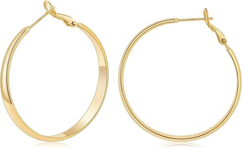 Gacimy 5mm Wide Gold Hoop Earrings for Women, 14K Gold Plated Hoops with 925 Sterling Silver Post, Hypoallergenic Earrings for Women in Saudi Arabia