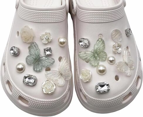 Camellia Butterfly Shoes Charm - Cute Shoe Decoration Accessories for Girls&Women Gifts in Saudi Arabia