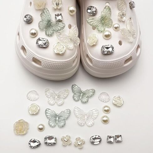 Camellia Butterfly Shoes Charm - Cute Shoe Decoration Accessories for Girls&Women Gifts in Saudi Arabia