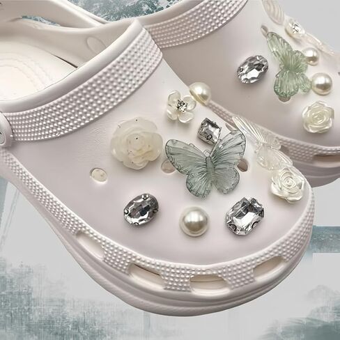Camellia Butterfly Shoes Charm - Cute Shoe Decoration Accessories for Girls&Women Gifts in Saudi Arabia