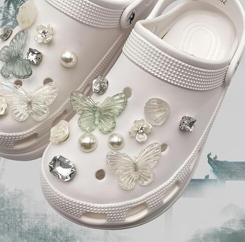 Camellia Butterfly Shoes Charm - Cute Shoe Decoration Accessories for Girls&Women Gifts in Saudi Arabia