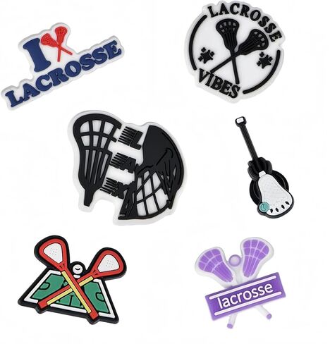 Girls & Boys Lacrosse Shoe Charms – 6 PCS Shoes Charms, Lacrosse Cleats Accessories, Sports Shoe Decorations, Party Favors & Gifts for Kids, Teens, and Lacrosse Fans in Kuwait