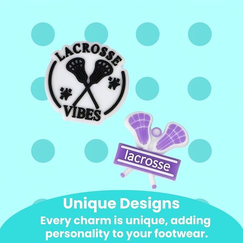 Girls & Boys Lacrosse Shoe Charms – 6 PCS Shoes Charms, Lacrosse Cleats Accessories, Sports Shoe Decorations, Party Favors & Gifts for Kids, Teens, and Lacrosse Fans in Kuwait