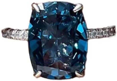White Gold Plated Blue Cubic Zirconia Engagement Rings Wedding Bridal Band Promise Rings Evening Parties Anniversary Valentine's Day Gifts Eternity Bands for Women in Saudi Arabia