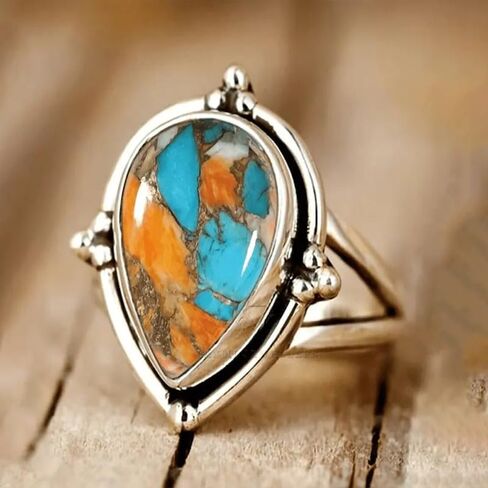 1pc Vintage Gemstones Ring for Women Ideal for Parties and Dates Versatile Trendy Birthday Gifts in Saudi Arabia