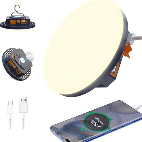 10000mAh Rechargeable 3000LM Tent Light Camping Light, 6500K 24Hours Long Play Time , Outdoor Night Market Light Night Fishing Light Emergency Lights for Hurricane (Translucent Black) in Kuwait