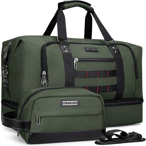 WITZMAN Travel Duffle Bags for Men Weekender Bags with Toiletry Bag Sets Carry On Overnight Bag 55L （B696 Silvery Grey） in Saudi Arabia