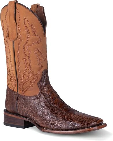 Circle G MEN'S BRASS/YELLOW OSTRICH LEG EMBROIDERY WIDE SQ. TOE in Saudi Arabia