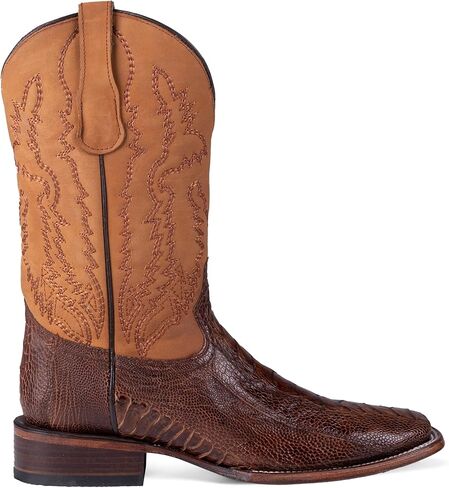 Circle G MEN'S BRASS/YELLOW OSTRICH LEG EMBROIDERY WIDE SQ. TOE in Saudi Arabia