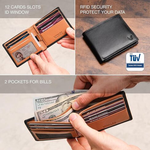 Slim Leather Wallet for Men - Mens Wallet Bifold - Holds Bills, Credit Cards - Carteras para Hombres Piel - Billeteras de Hombres Cuero Original - Front Pocket - Full Grain RFID Blocking. in Saudi Arabia