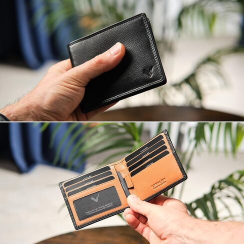 Slim Leather Wallet for Men - Mens Wallet Bifold - Holds Bills, Credit Cards - Carteras para Hombres Piel - Billeteras de Hombres Cuero Original - Front Pocket - Full Grain RFID Blocking. in Saudi Arabia