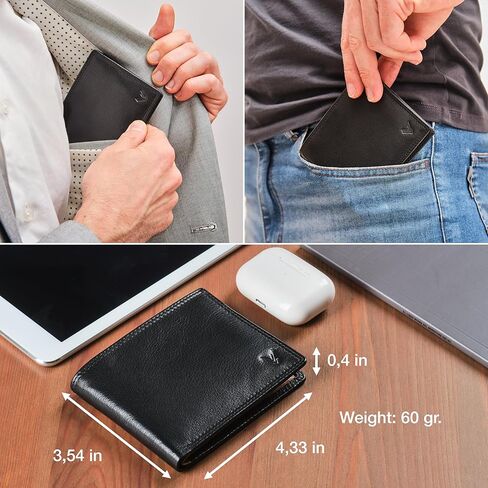 Slim Leather Wallet for Men - Mens Wallet Bifold - Holds Bills, Credit Cards - Carteras para Hombres Piel - Billeteras de Hombres Cuero Original - Front Pocket - Full Grain RFID Blocking. in Saudi Arabia