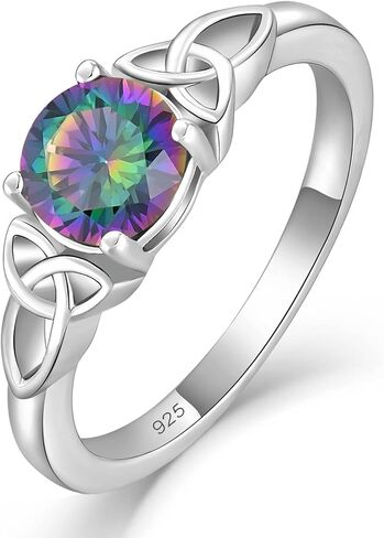 YL Celtic Knot Rings for Women 925 Sterling Silver Birthstones 18k White Gold Plated Statement Rings in Saudi Arabia