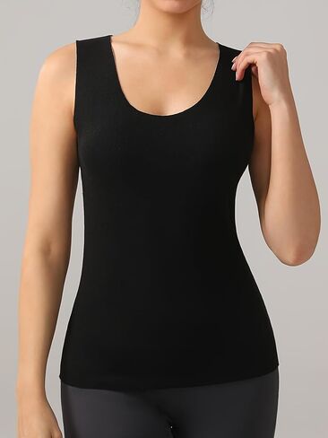 Women's Fleece Lined Thermal Vest Seamless Sleeveless Winter Warm Tank Top Slim Fit Elastic Undershirt Base Layer in Saudi Arabia