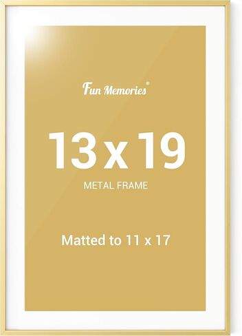 إطار صور Fun Memories مقاس 11 × 14، إطارات ملصقات معدنية ذهبية مقاس 11 × 14 مع حصيرة قابلة للإزالة مقاس 8 × 10، شاشة عرض رأسية وأفقية، تعليق على الحائط، زجاج شبكي عالي الدقة، مجموعة من 1 in Kuwait