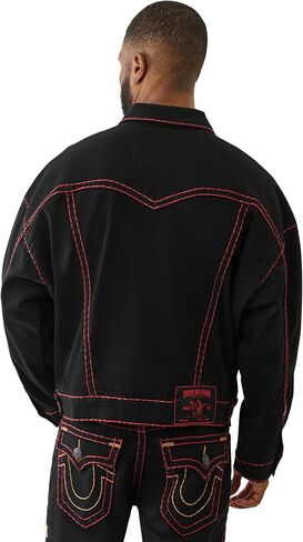 سترة دنيم قصيرة للرجال من True Religion - سائق شاحنة متعثر مع خياطة متباينة in Kuwait