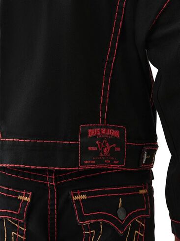 سترة دنيم قصيرة للرجال من True Religion - سائق شاحنة متعثر مع خياطة متباينة in Kuwait