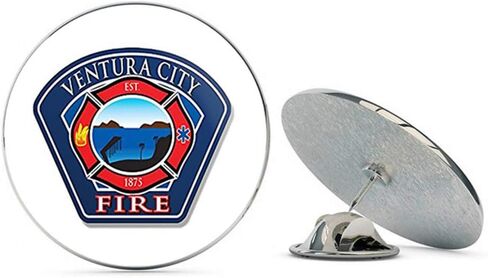 شعار Ventura City Fire (ca California Firefighter) معدني 0.75 بوصة قبعة طية صدر السترة دبوس ربط دبوس خلفي in Kuwait