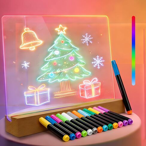 Wireless Acrylic Dry Erase Calendar with Light,12 x 10 Light up Clear Desktop Whiteboard with Stand,Glowing Acrylic Message Board with 24 Keys Ir Remote Controller and 12 Liquid Chalks for Office in Saudi Arabia