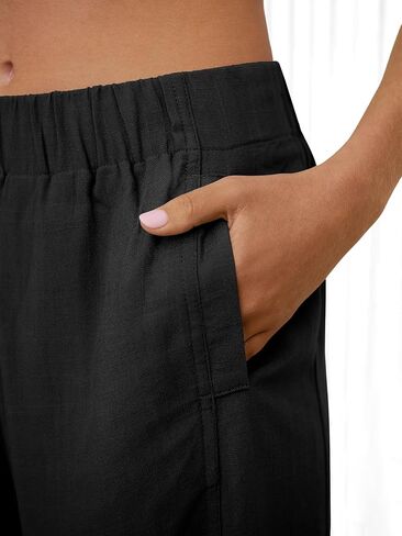 ANRABESS Women's Wide Leg Linen Pants Summer Boho Casual Elastic Waist Long Lounge Travel Pants Trousers with Pockets in Saudi Arabia