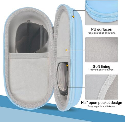 Double Glasses Case,Dual Eyeglasses & Sunglasses Organizer with Clip Zipper Closure for Travel 2 Pairs Storage Box Blue in Kuwait