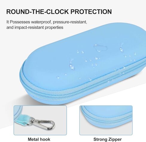 Double Glasses Case,Dual Eyeglasses & Sunglasses Organizer with Clip Zipper Closure for Travel 2 Pairs Storage Box Blue in Kuwait