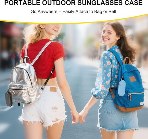 Double Glasses Case,Dual Eyeglasses & Sunglasses Organizer with Clip Zipper Closure for Travel 2 Pairs Storage Box Blue in Kuwait