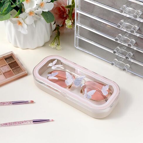 2 Pcs Hard Shell Glasses Case Cute Pink Bow Sunglasses Case Transparent Glass Frame Holder Clear Reading Eye Glass Cases for Women Girls in Saudi Arabia