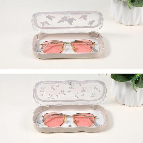 2 Pcs Hard Shell Glasses Case Cute Pink Bow Sunglasses Case Transparent Glass Frame Holder Clear Reading Eye Glass Cases for Women Girls in Saudi Arabia