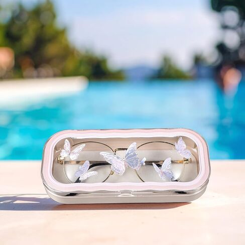 2 Pcs Hard Shell Glasses Case Cute Pink Bow Sunglasses Case Transparent Glass Frame Holder Clear Reading Eye Glass Cases for Women Girls in Saudi Arabia