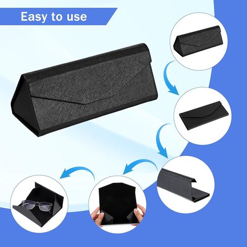 8 Pack Foldable Glasses Sunglasses Case PU Hard Shell Folding Eyeglasses Leather Case 8 Cleaning Cloths (4 Colors) in Saudi Arabia