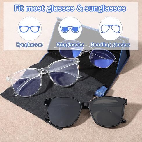 8 Pack Foldable Glasses Sunglasses Case PU Hard Shell Folding Eyeglasses Leather Case 8 Cleaning Cloths (4 Colors) in Saudi Arabia