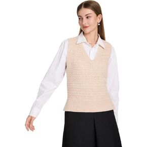 Sweater Vest for Women V Neck Women's Sweater Vests Sleeveless Knit Ribbed Tank Tops Casual Pullover Sweaters in Saudi Arabia