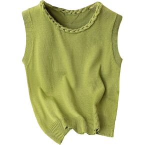 سترات SweatyRocks النسائية ذات الرقبة الدائرية الكاجوال المحبوكة بدون أكمام in Saudi Arabia