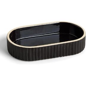 Preston Lane Signature Ceramic Tray – Handmade in Portugal with Fluted Edges & Hand-Painted Trim – Decorative Organizer or Home Accent, Medium, Ink in Saudi Arabia