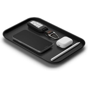 صينية Spigen Modern Valet Tray الفاخرة من البولي يوريثان، منظم أنيق مصمم لمكتب المدخل بجانب السرير للمفاتيح، والمحفظة، والساعة، والهاتف، والمجوهرات، وإكسسوارات الحمل اليومية - أسود (كاتشال) in Kuwait