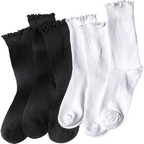 Ruffle Socks for Women, Frilly Crew Socks, Casual Breathable Cotton Cute 6 Pairs in Saudi Arabia