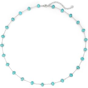 Created Turquoise Necklace for Women 14K Gold Plated Beaded Heart Choker Boho Necklaces Handmade Beach Summer Everyday Gold Jewelry Gifts in Saudi Arabia